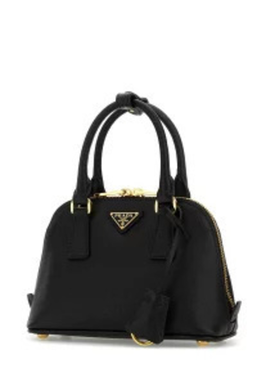 Prada dome Saffiano Handbag shape Black Leather Black